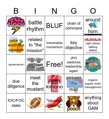 the PSP working bingo card Bingo Card