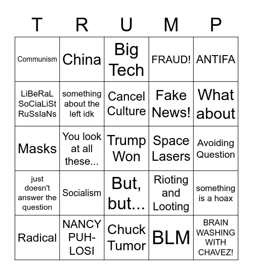 Trumpist Bingo Card