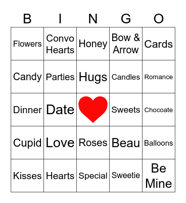 Valentines Bingo Card