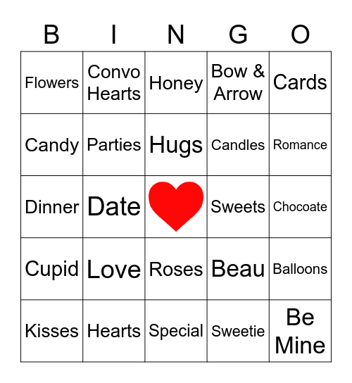 Valentines Bingo Card