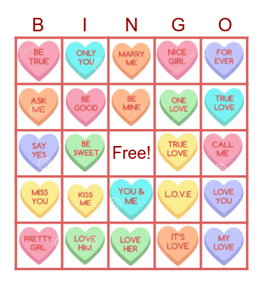 Valentine's Bingo Card