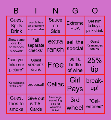 Valentines Day Bingo Card