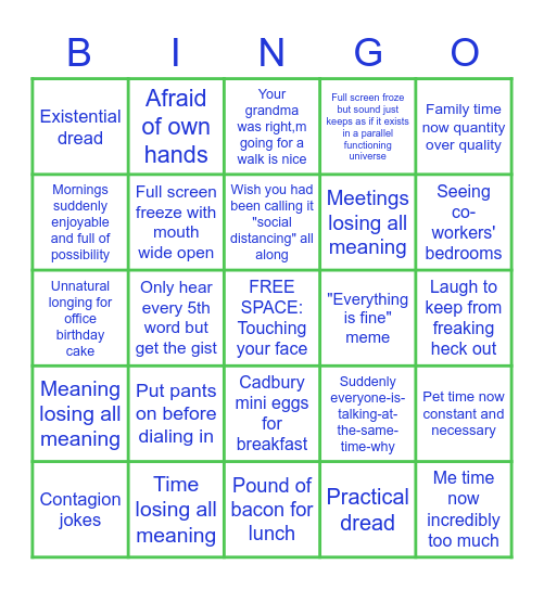 PANDEMIC Bingo Card