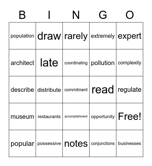 My Le's Bingo Card