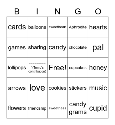 Valentine's Day Bingo for Manchester's Class Bingo Card