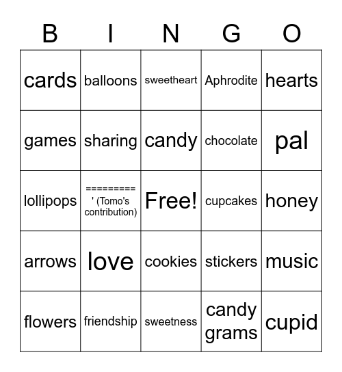 Valentine's Day Bingo for Manchester's Class Bingo Card