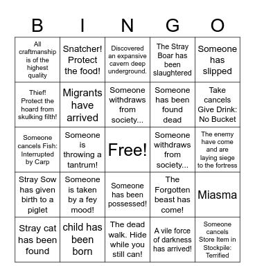 RimWorld? Bingo Card