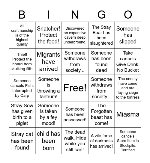 RimWorld? Bingo Card