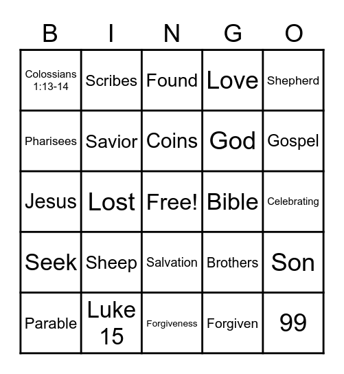 Three Parables Bingo Card