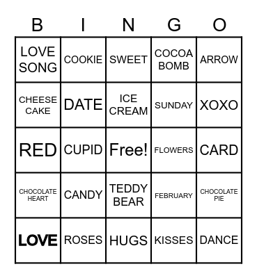 VALENTINE'S DAY BINGO Card