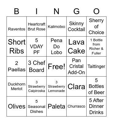 Valentines Bingo Card