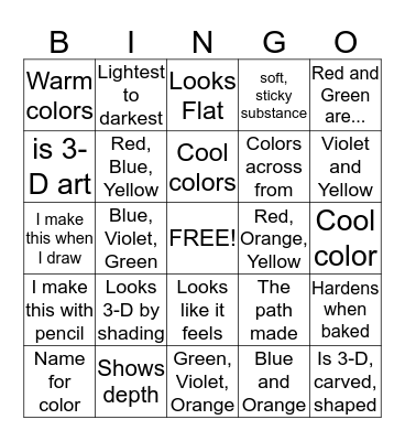 7 Elements of Art Bingo Card