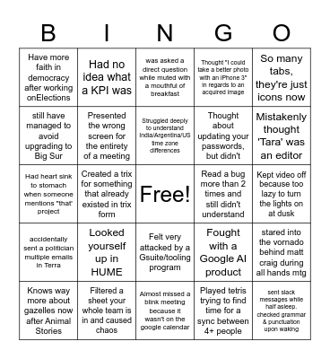 US/AR CARE team Bingo! Bingo Card