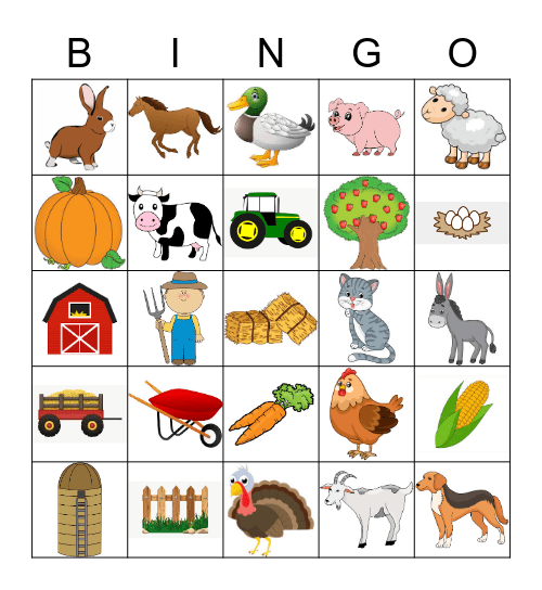 Farm Bingo Card