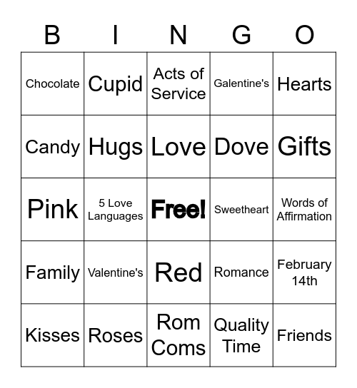 eCivis Valentines Bingo Card