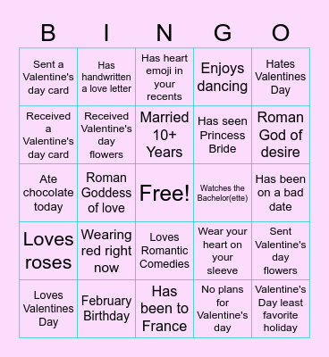 Virtual Valentine's Day Bingo Card