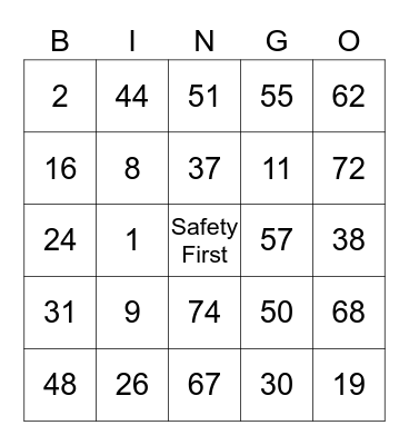 LogisticsOne Safety Bingo Card