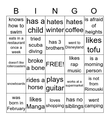 FIND SOMEONE WHO... Bingo Card