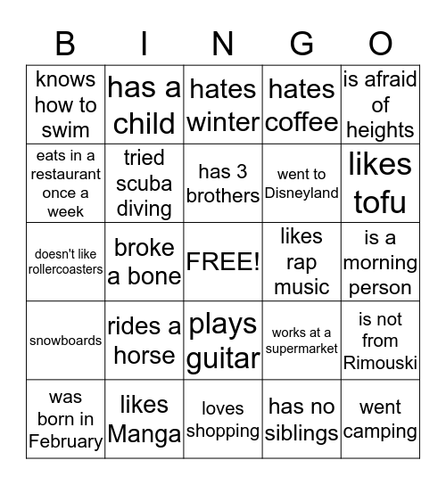 FIND SOMEONE WHO... Bingo Card