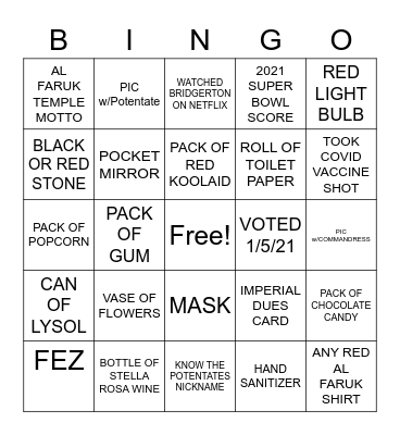 AL FARUK SWEETHEART BINGO Card