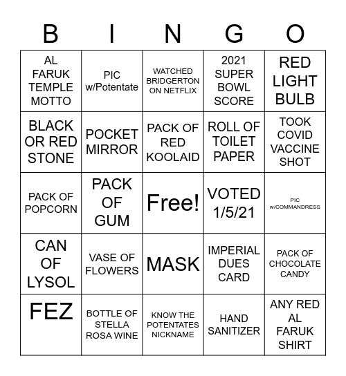 AL FARUK SWEETHEART BINGO Card