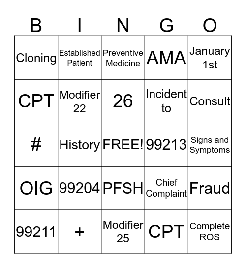 Staff In-Service Bingo Card