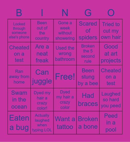 Girls Night:) Bingo Card