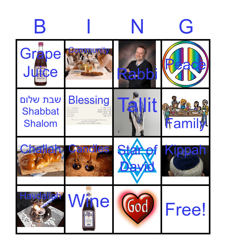 Shabbat Bingo Card
