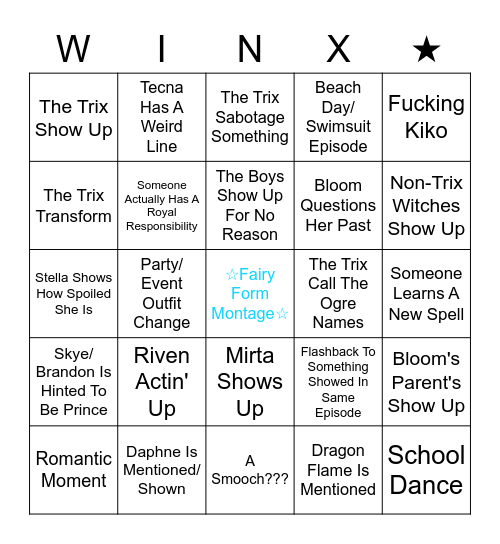 Winx Club Bingo!!! Bingo Card