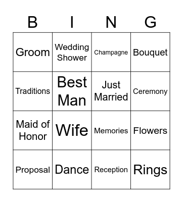 Wedding Bingo Bliss Bingo Card