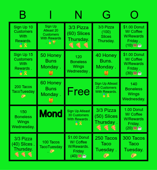 Employee Competition Bingo🥇 Bingo Card