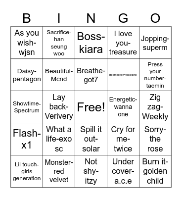 Playlist Bingo Card