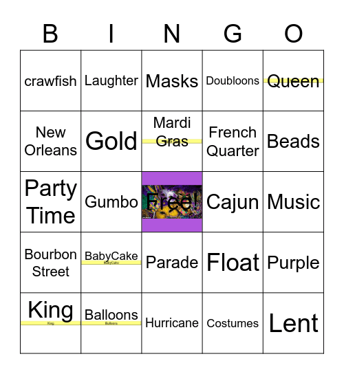 AH4R Mardi Gras Bingo Card