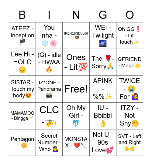 Minjae's Bingo Card