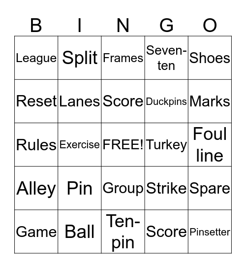 Bowling Bingo Card