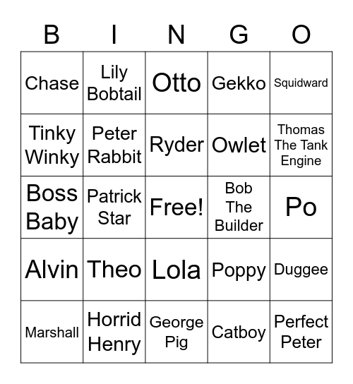 TV shows Bingo Card