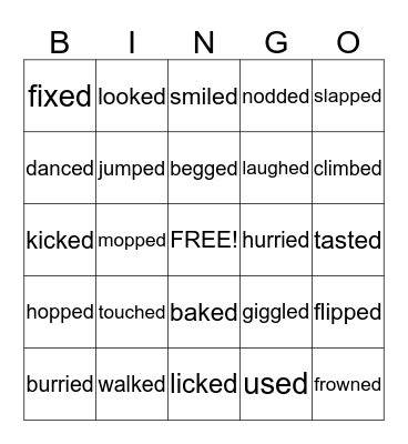 Past Tense Verbs - Bingo Card