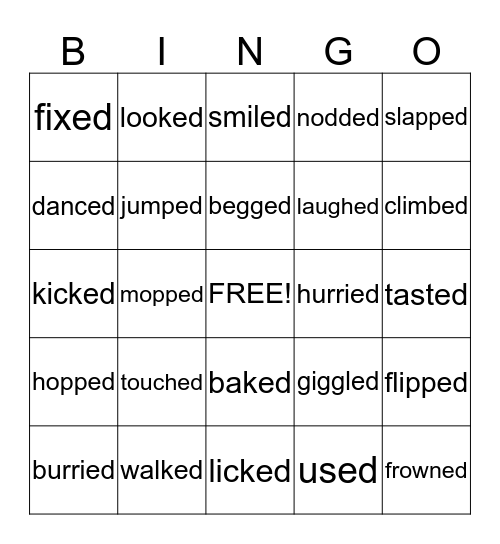 Past Tense Verbs - Bingo Card