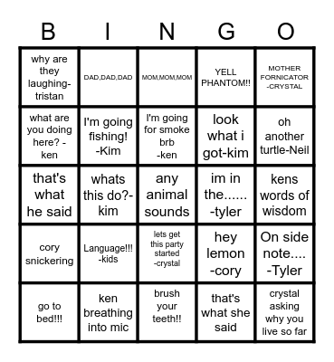 bingo with friends Bingo Card