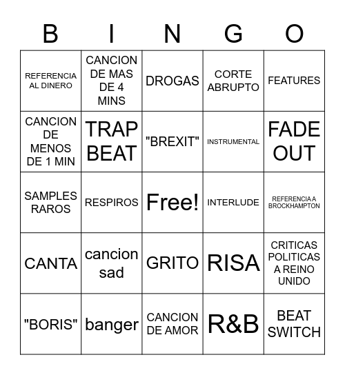 SLOWTHAI - TYRON Bingo Card