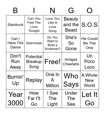 DISNEY HITS Bingo Card