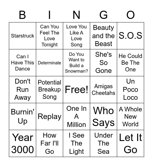 DISNEY HITS Bingo Card