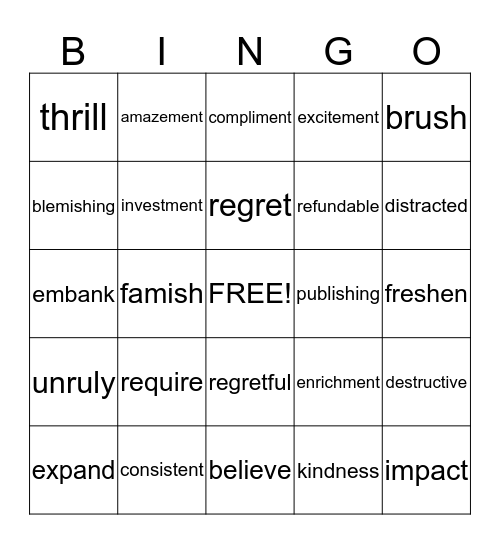 Wilson Reading Bingo 4th Grade Bingo Card