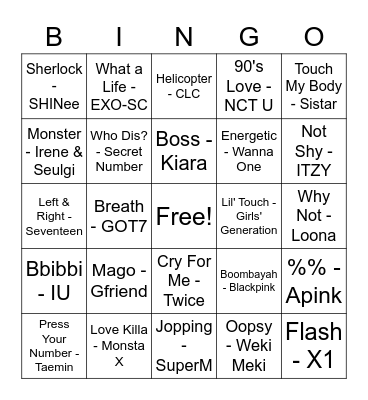 @PuppyB_Hyun Bingo Card