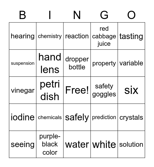 Grade 3 Chemicals Review Bingo Card