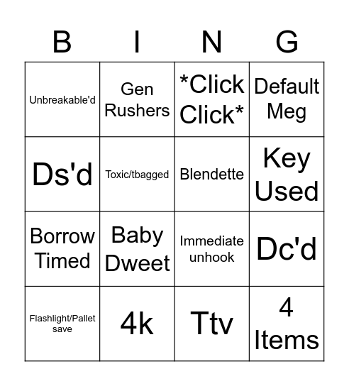 Dbd as killer Bingo Card