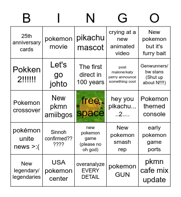 25 Years of Beeguhchew Bingo Card