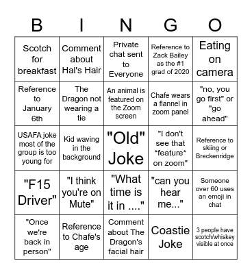 Gathering 2021 Bingo Card