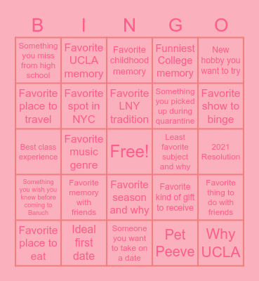 Share The Love Bingo Card