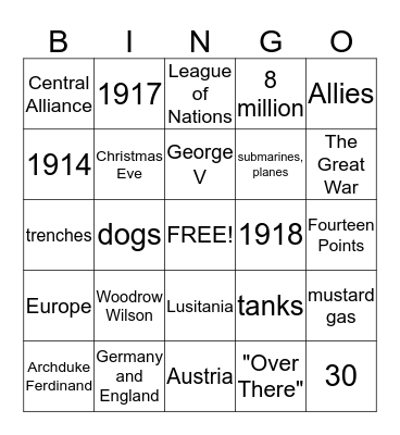 Social Studies Bingo Card